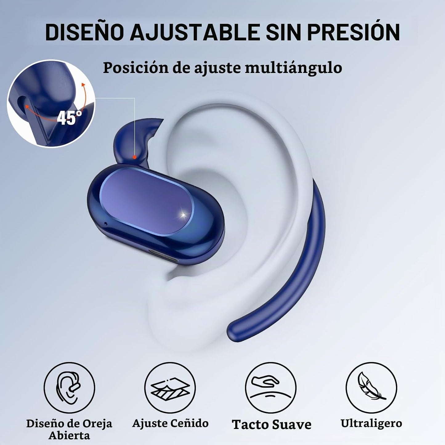 Auriculares de oreja abierta, auriculares 2026 sobre la oreja con 4...