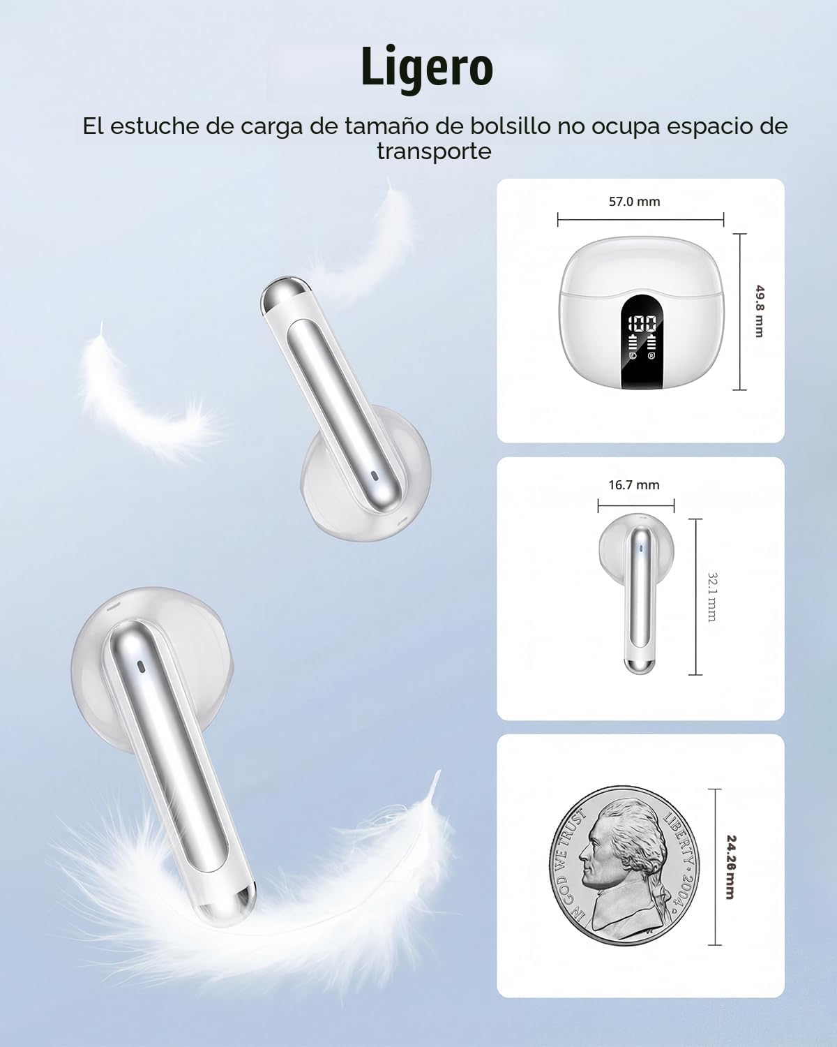 Auriculares inalámbricos, 2026 Bluetooth 5.4 Auriculares estéreo de...