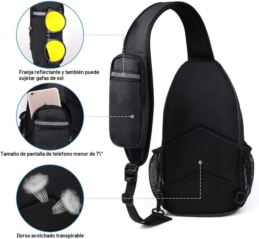 Waterfly - Mochila cruzada tipo bandolera para viajes y caminatas,...
