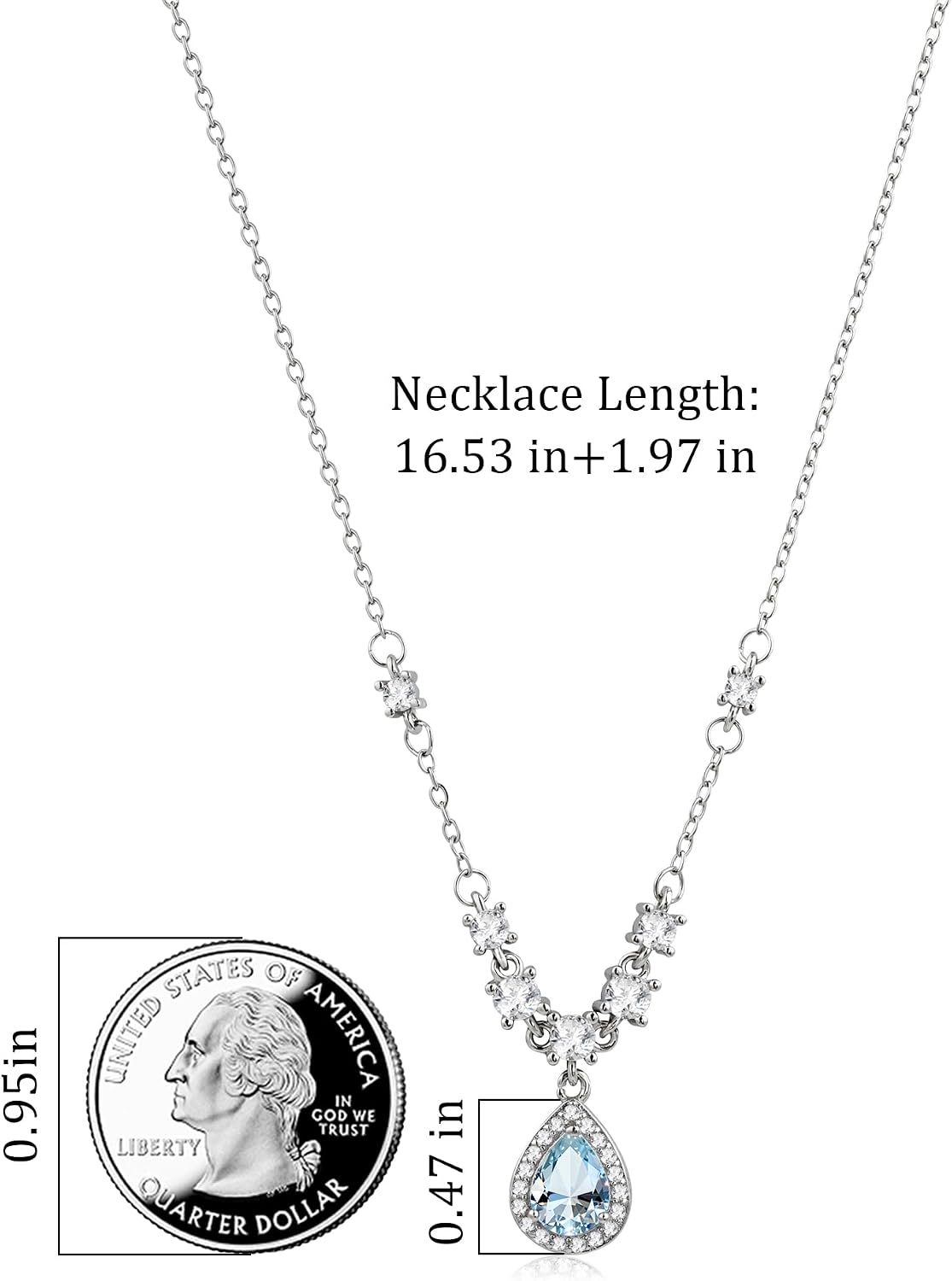 Watforsh Colgante de lágrima de plata con piedra natal de cristal a...