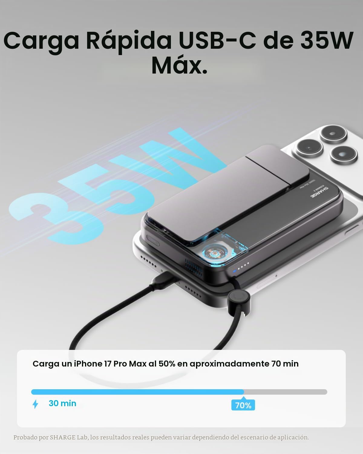 sharge para MagSafe Power Bank Qi2.2 25W 10000mAh cargador portátil...