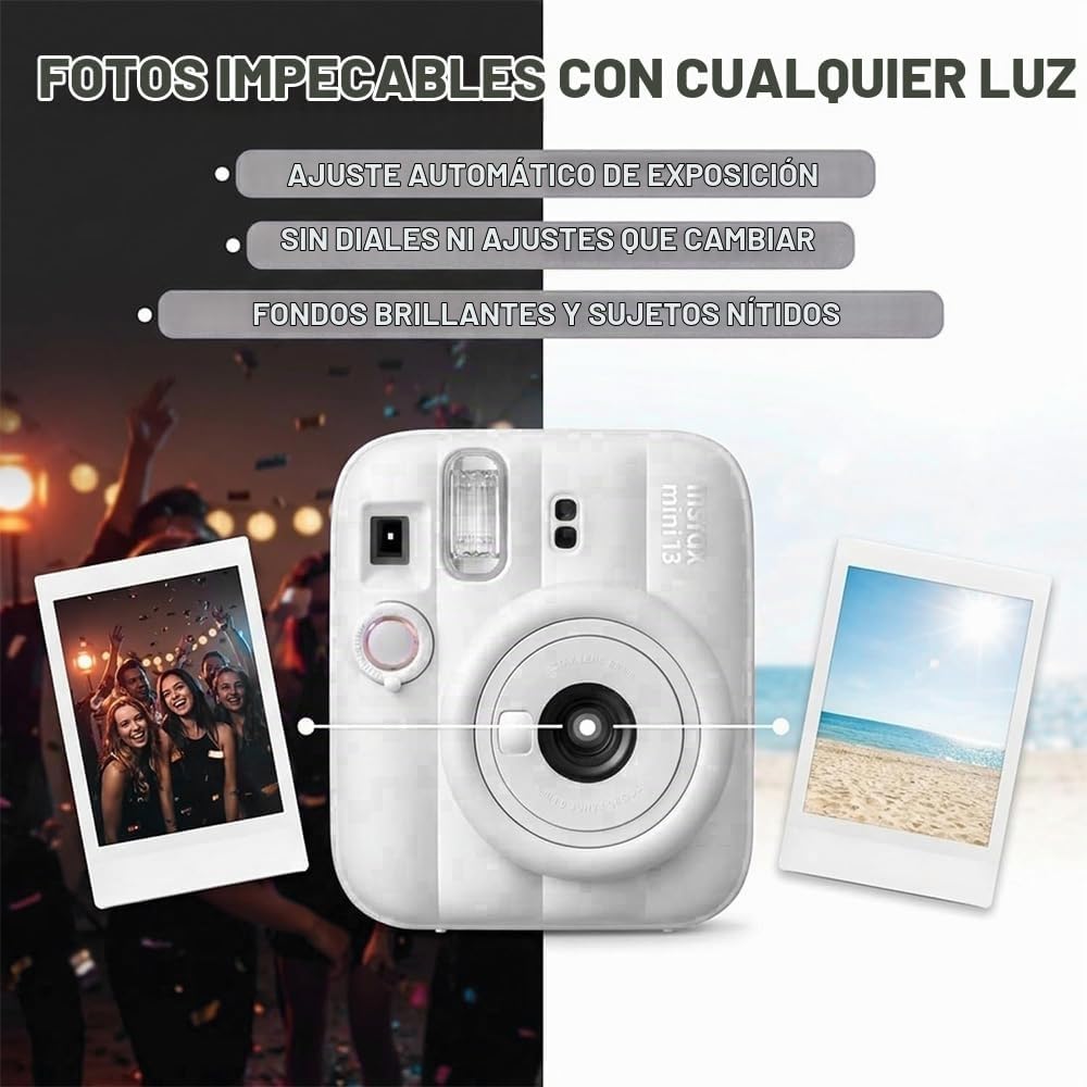 Cámara instantánea Fujifilm Instax Mini 13 blanca con juego de pelí...