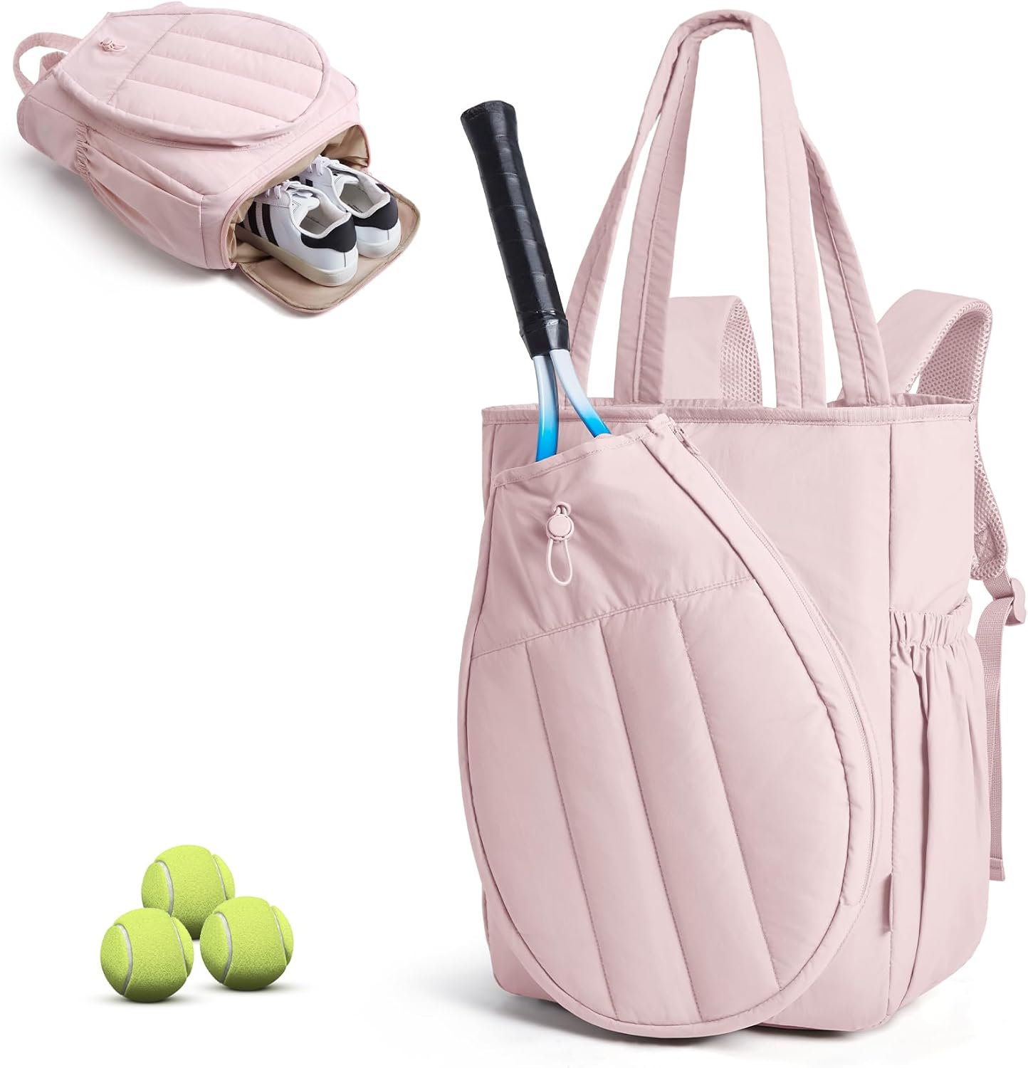 BAGSMART Bolsa de gimnasio de tenis para mujer, mochila acolchada p...