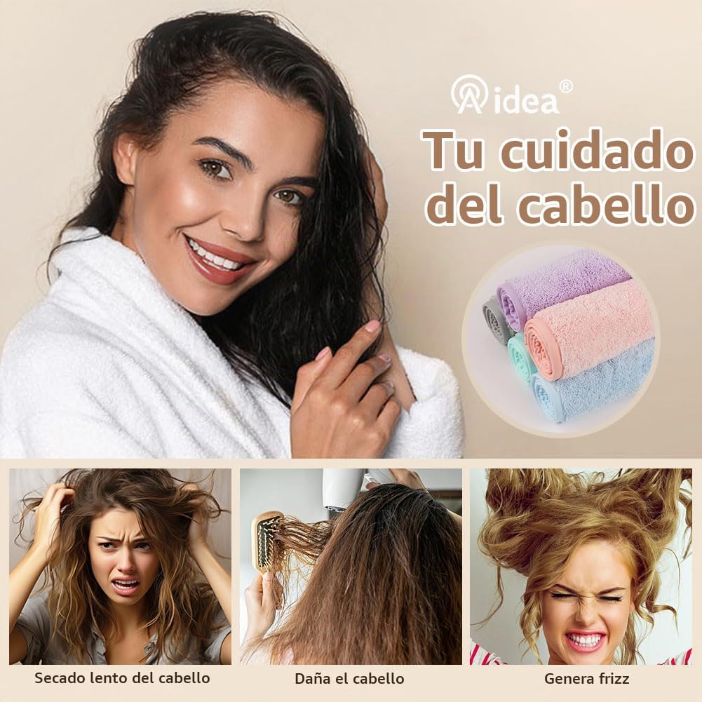 AIDEA - Toalla para el cabello, paquete de 5 toallas absorbentes de...