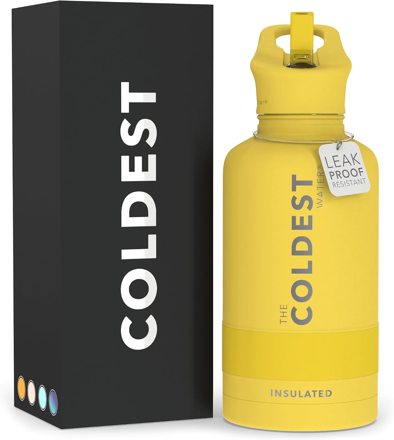 Coldest - Botella para agua con tapa que incluye pajilla, térmica y...