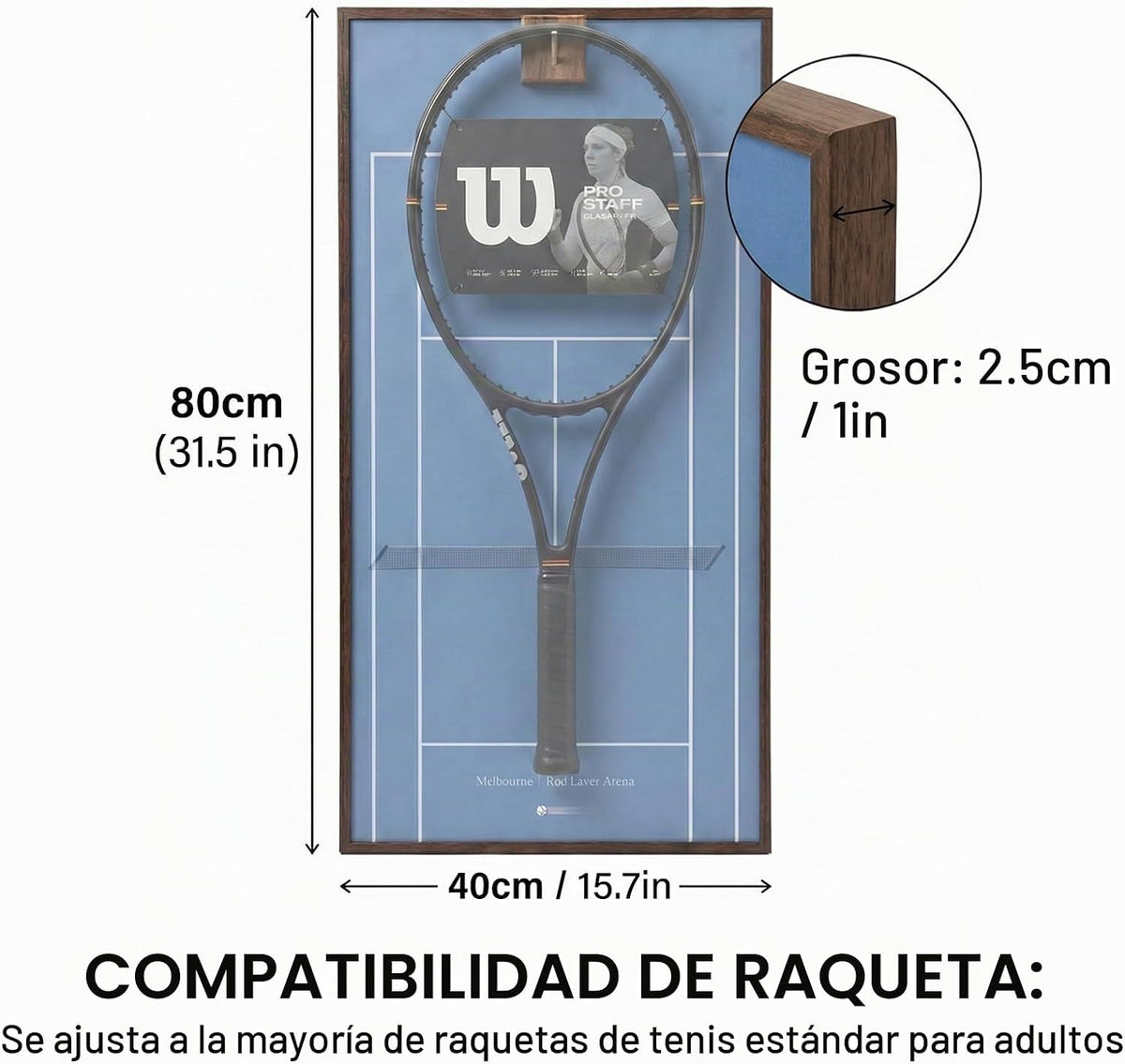 ONE MAAY Marco de exhibición de raqueta de tenis con bloque de noga...