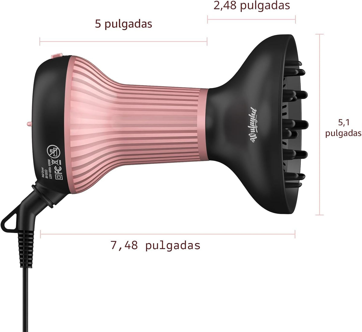 Secador de pelo difusor para cabello rizado, mejora los rizos y dif...