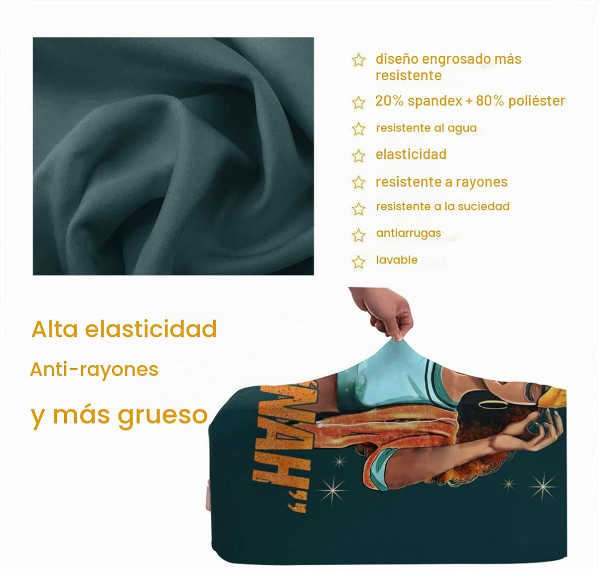 Hepmant Protector de maleta de viaje para mujer afroamericana, elás...