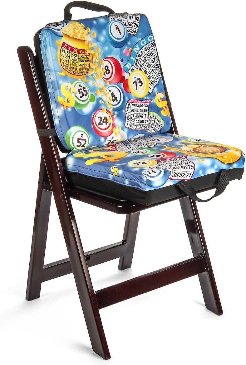 Cojín de asiento con diseño de bote de bingo azul, bolsa de almacen...
