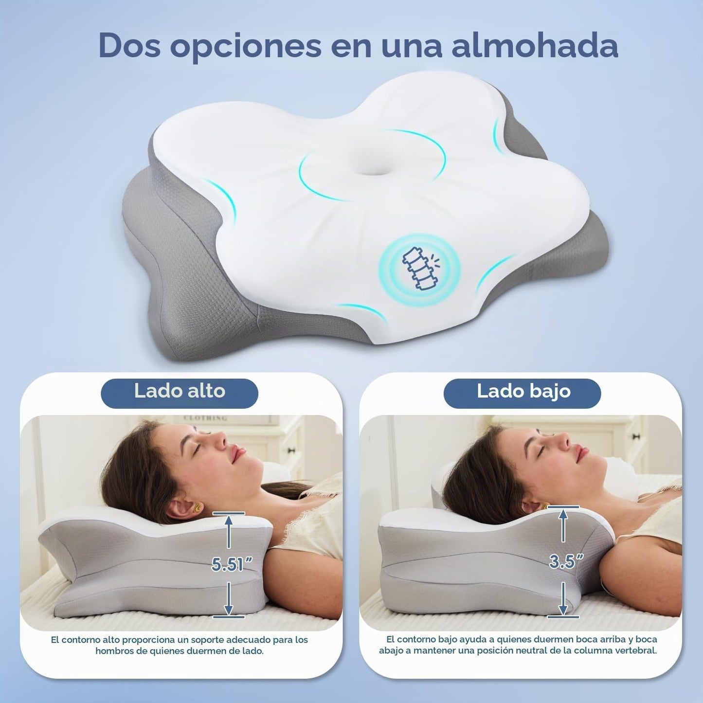 CosBed Almohada cervical para el cuello, almohada de espuma viscoel...