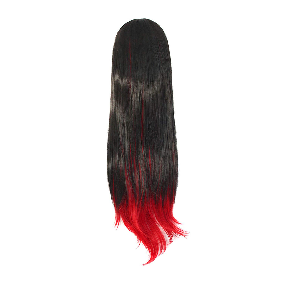 MapofBeauty Peluca de flequillo plano largo y recto negro mixto par...