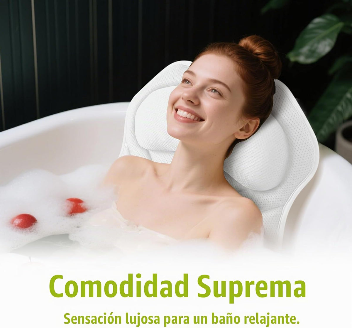 Bathland Almohada de baño de cuerpo completo para bañera, almohada...