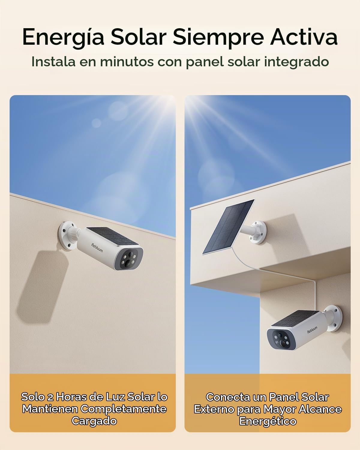 Rebluum Cámaras de seguridad solares de 4MP inalámbricas para exter...