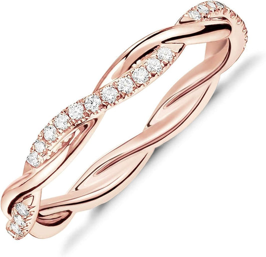 PAVOI Anillo de Eternidad de Cuerda Trenzada Chapado en Oro de 14 Q...