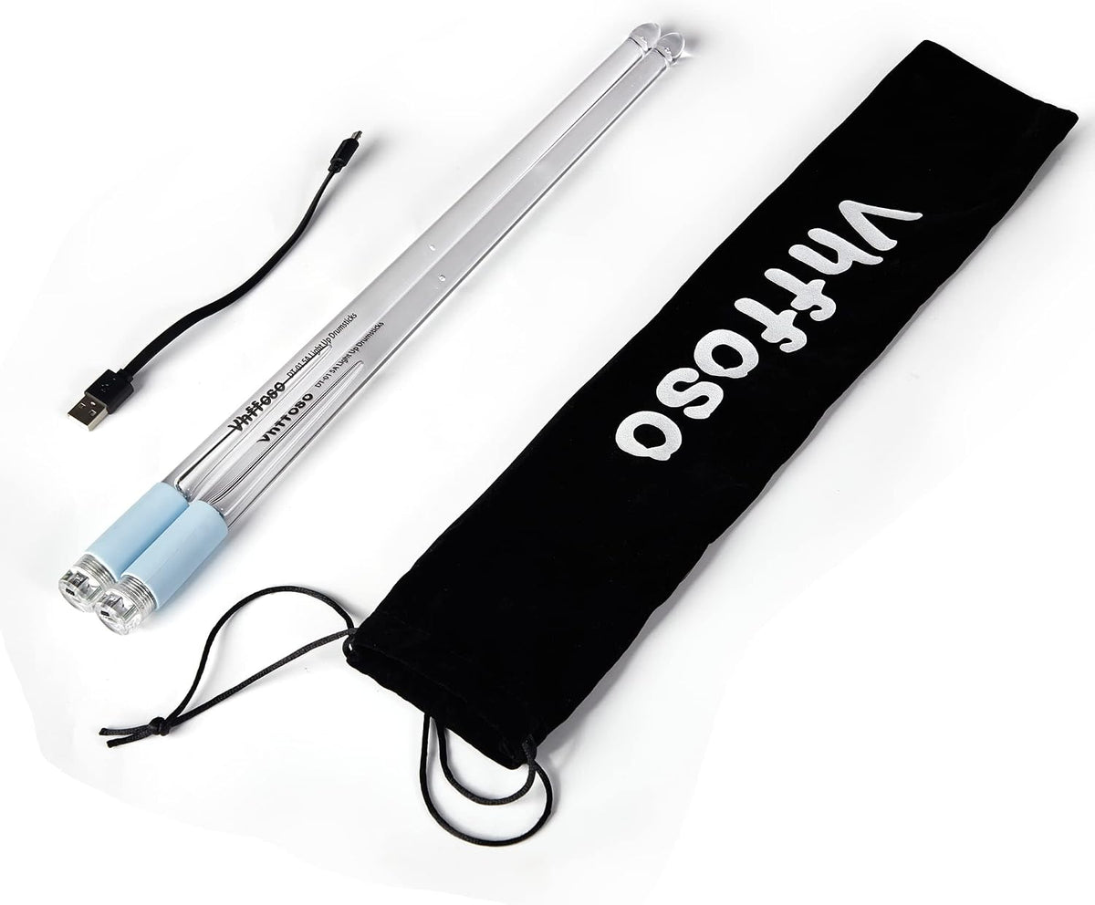 Baquetas recargables con luz LED que cambian de color con bolsa de...