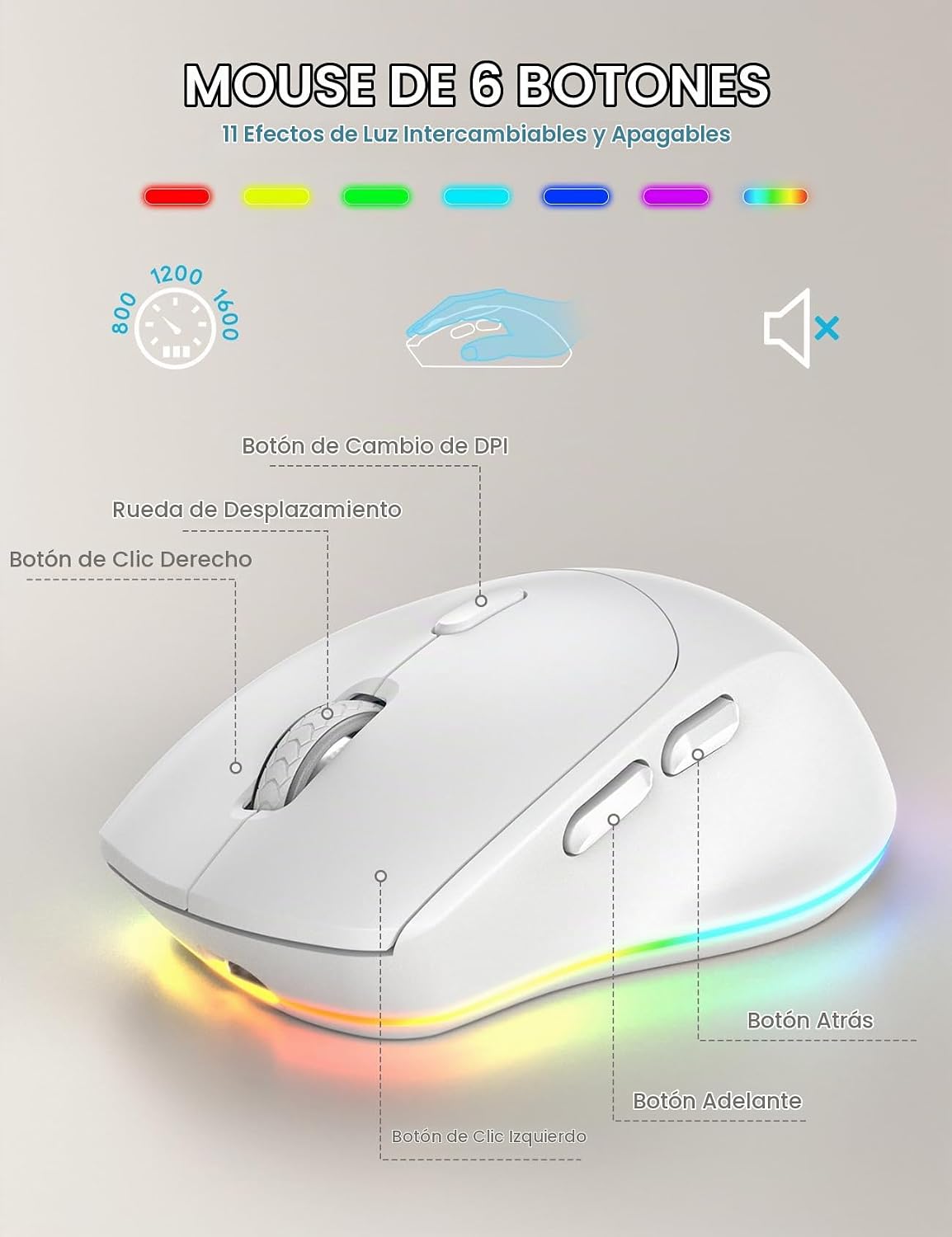 SABLUTE Combo de teclado y mouse inalámbricos: 9 efectos retroilumi...