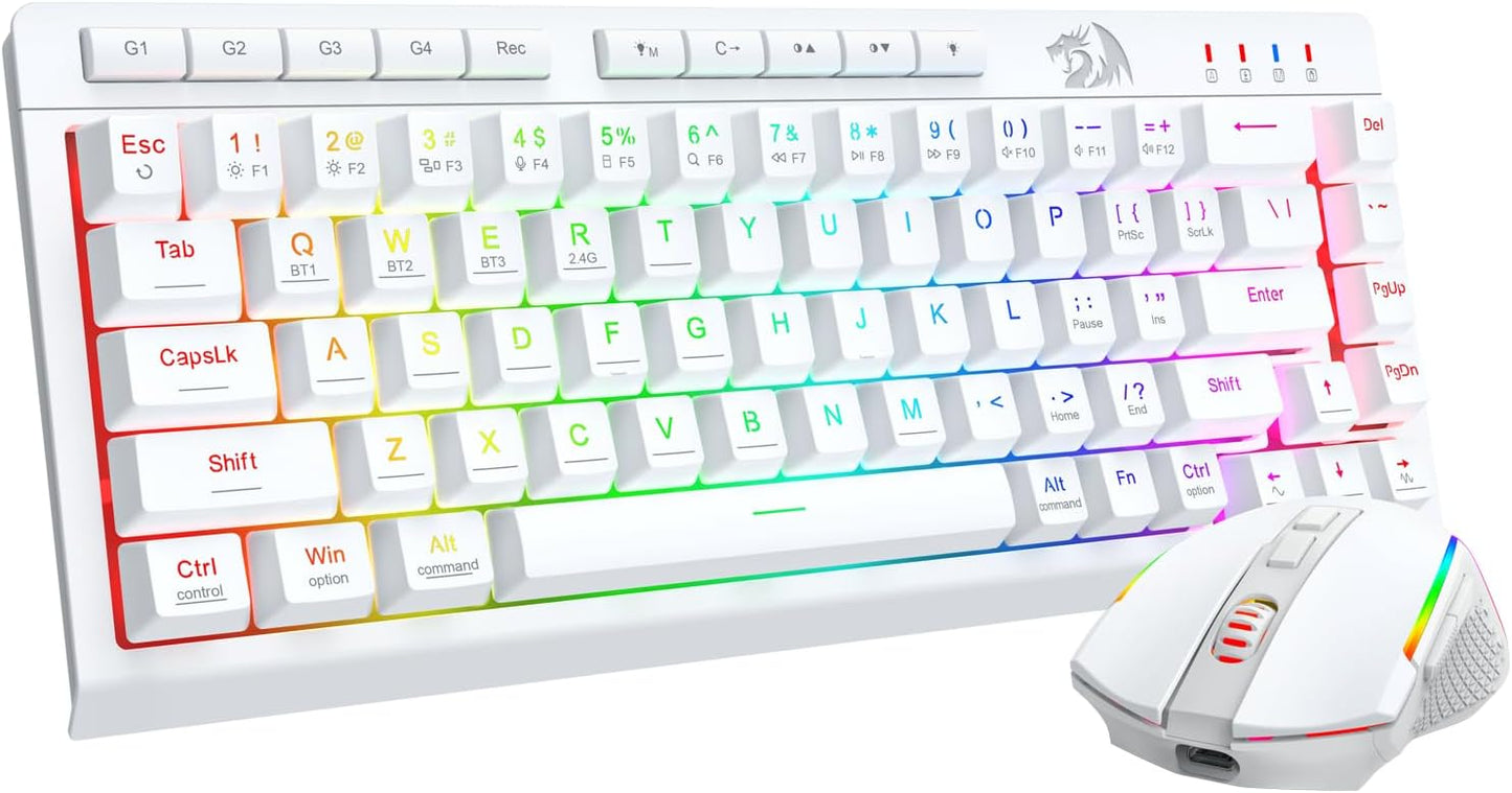 Redragon Combo de teclado y mouse inalámbricos para juegos, Bluetoo...