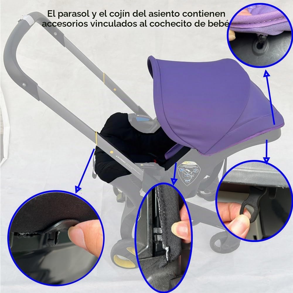 Feliliber Juego de accesorios de lavado para cochecito, toldo color...