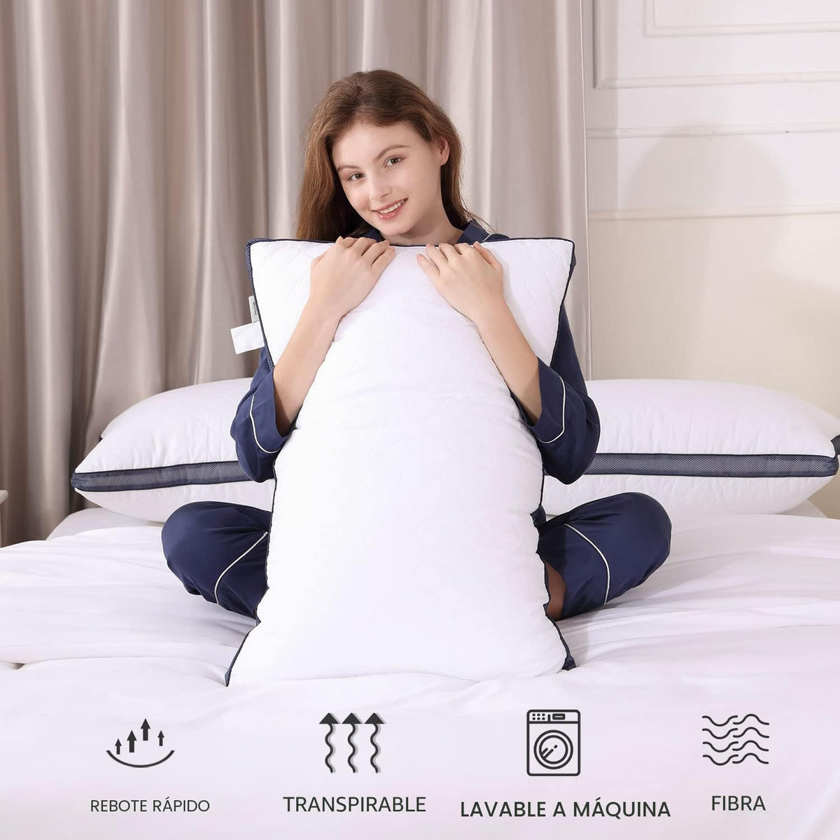 Meoflaw Almohadas para dormir (paquete de 4), almohadas de hotel de...