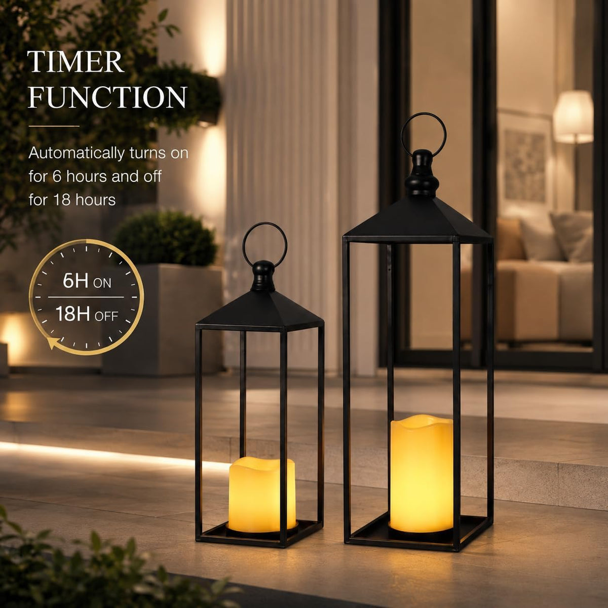 Faroles LED decorativos para interiores y exteriores, juego de faro...