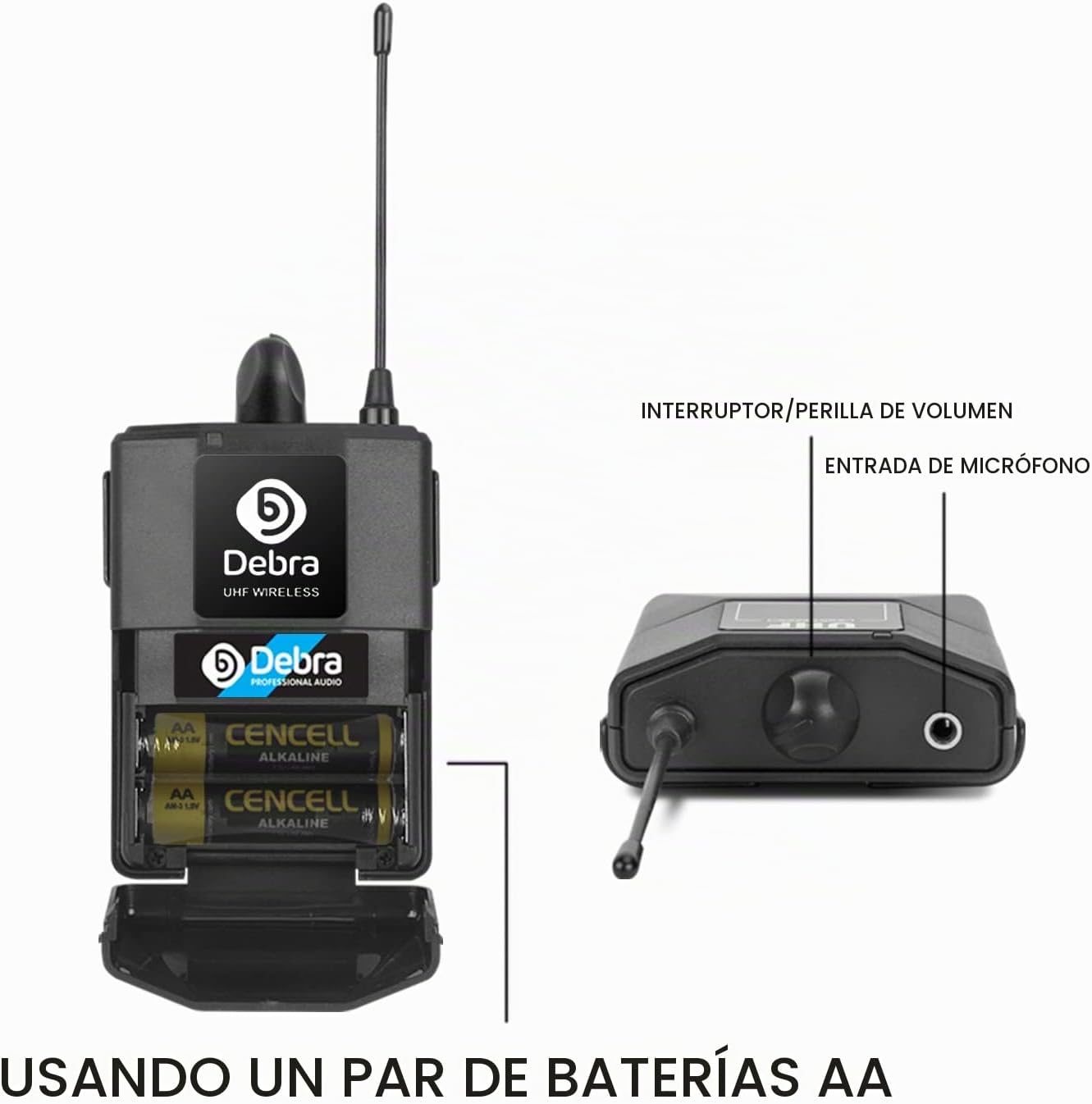 Debra Audio Pro UHF Sistema de micrófono inalámbrico de 4 canales c...