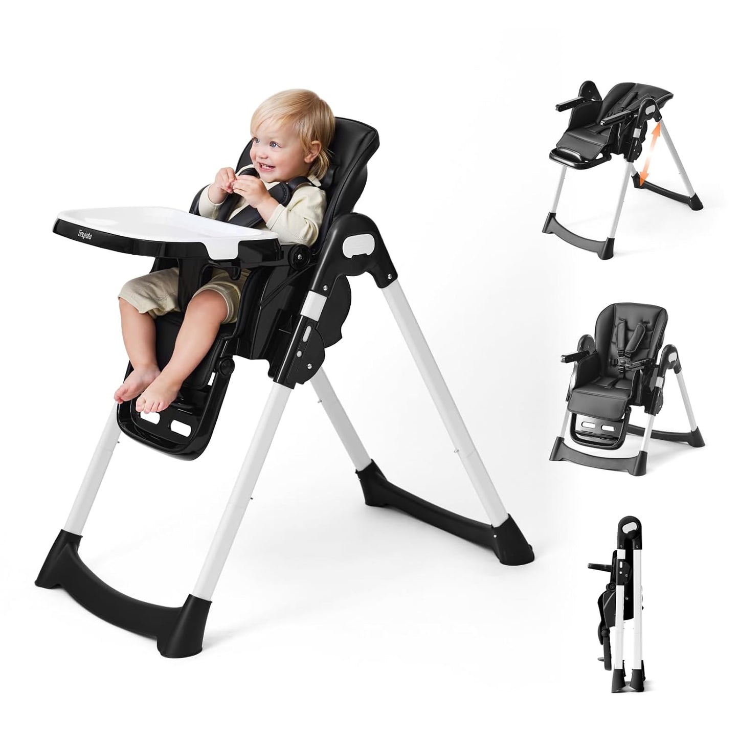 Tinyiota Silla alta 4 en 1 para bebés y niños pequeños con ruedas,...