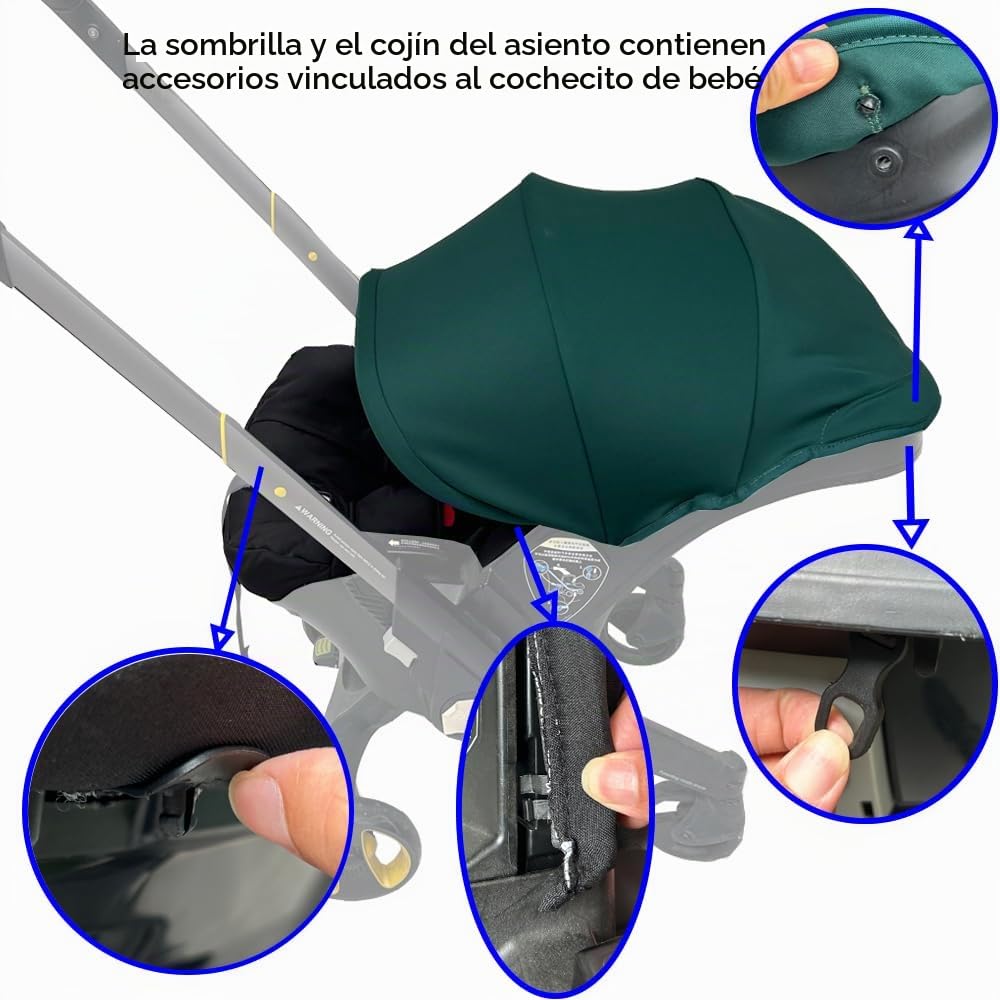 Feliliber Juego de accesorios de lavado para cochecito, toldo color...