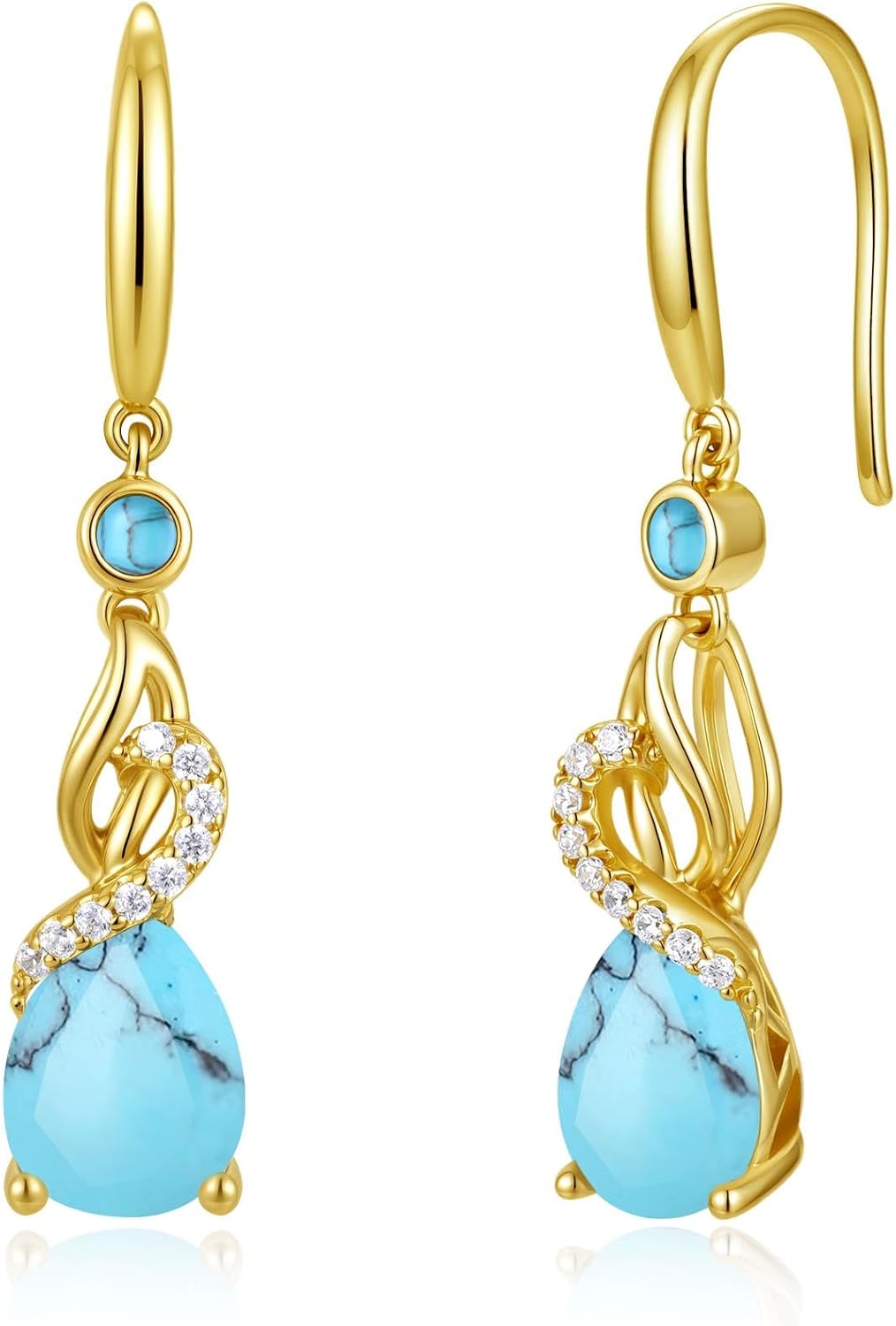 FANCIME Pendientes colgantes con piedra natal de pera para mujer de...