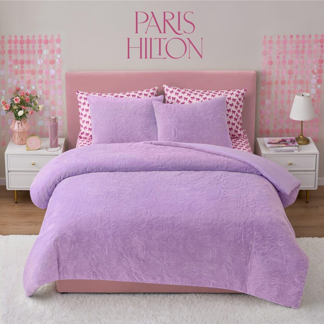 Paris Hilton Juego de edredón de 3 piezas tamaño Full\/Queen con 2...