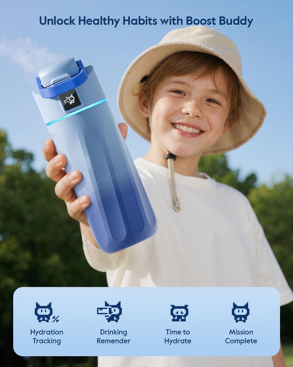 WATERH Boost - Botella de 32 oz White + Boost Botella azul de 16 oz