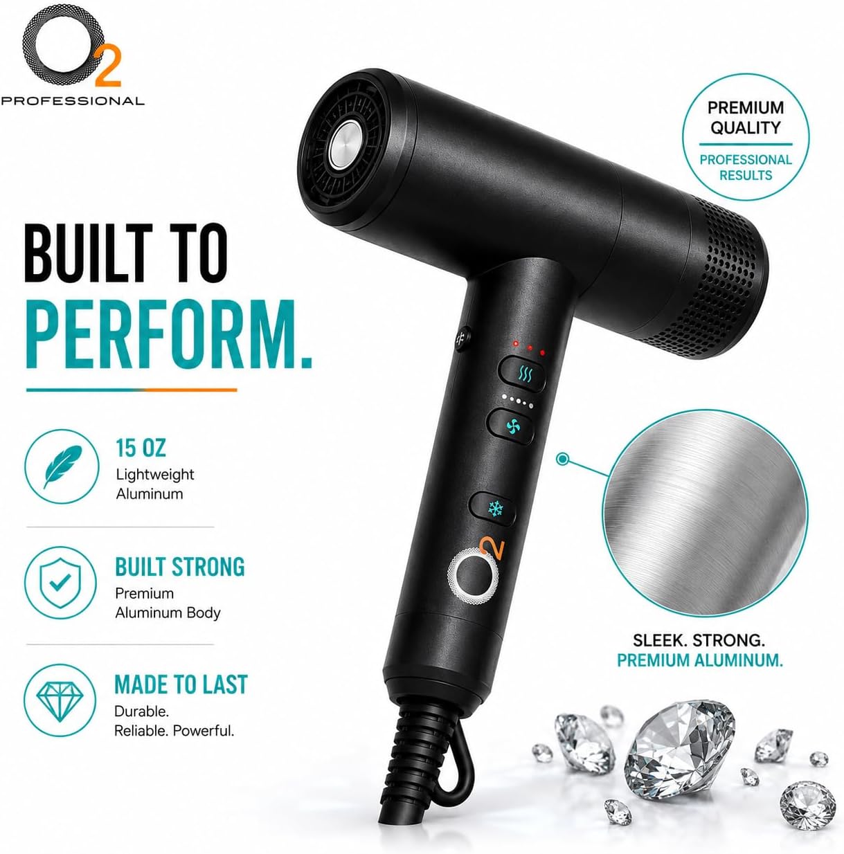 O2 Secador de pelo hipersónico con difusor, secador iónico profesio...
