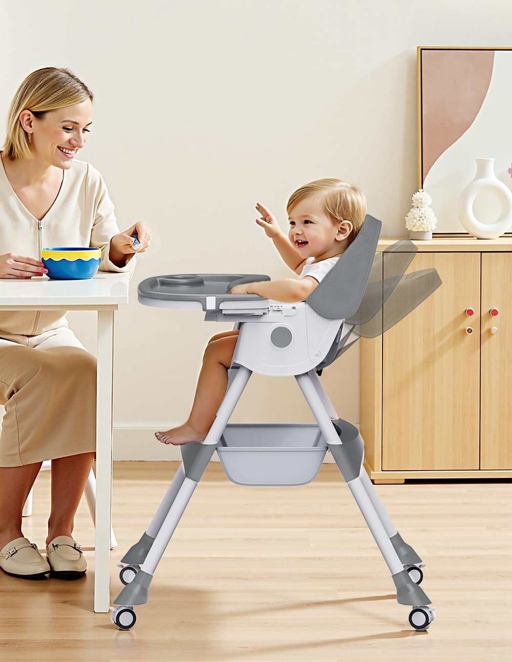 Sillas altas para bebés y niños, 4 en 1, silla alta para bebé conve...