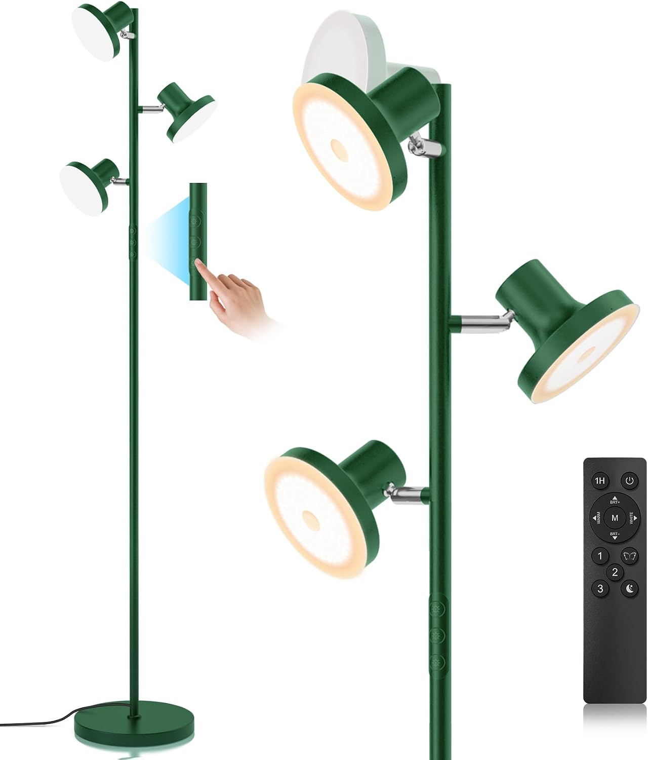 SIBRILLE Lámpara de pie LED de árbol de 36W, lámpara de pie ajustab...