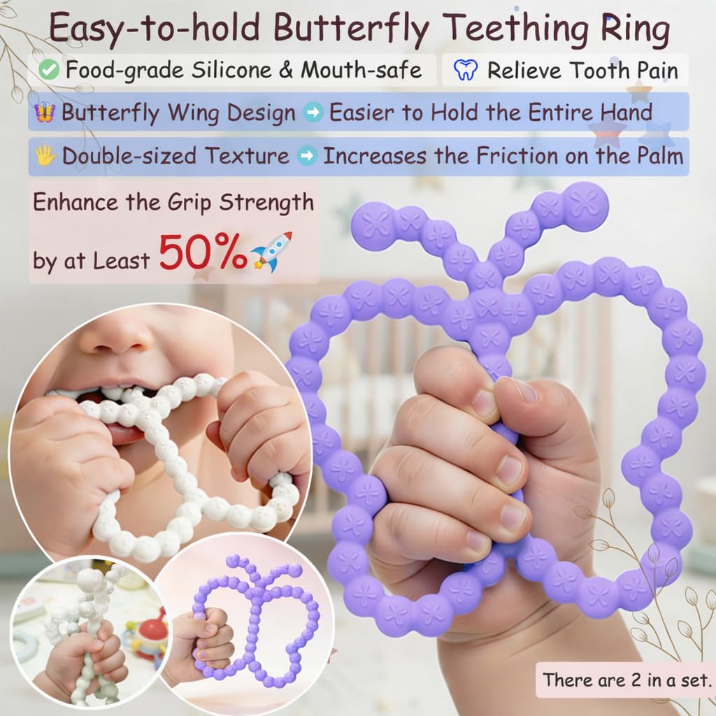2 piezas de juguetes de dentición para bebés, anillos de dentición...