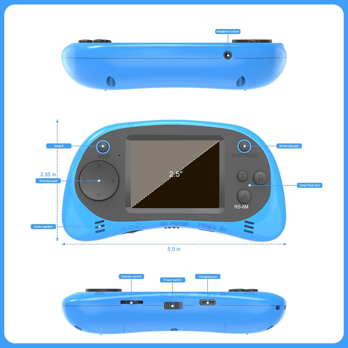 Juegos de mano para niños, videojuego retro de 16 bits con 220 jueg...