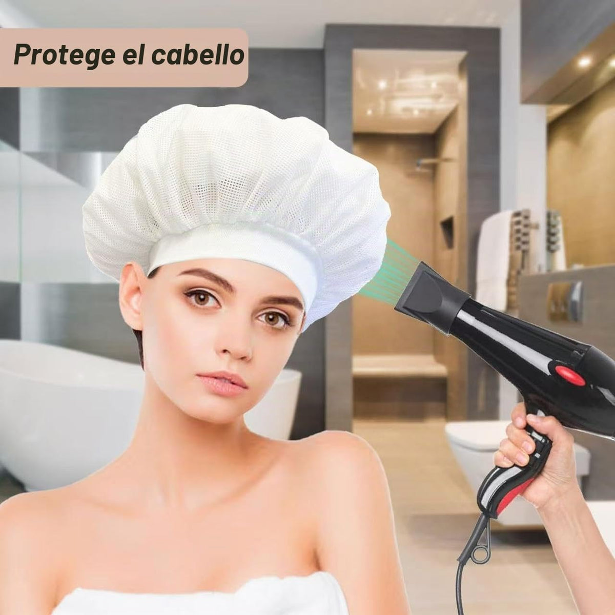 Gorro de red, diseño especial para cabello rizado, reduce el encres...