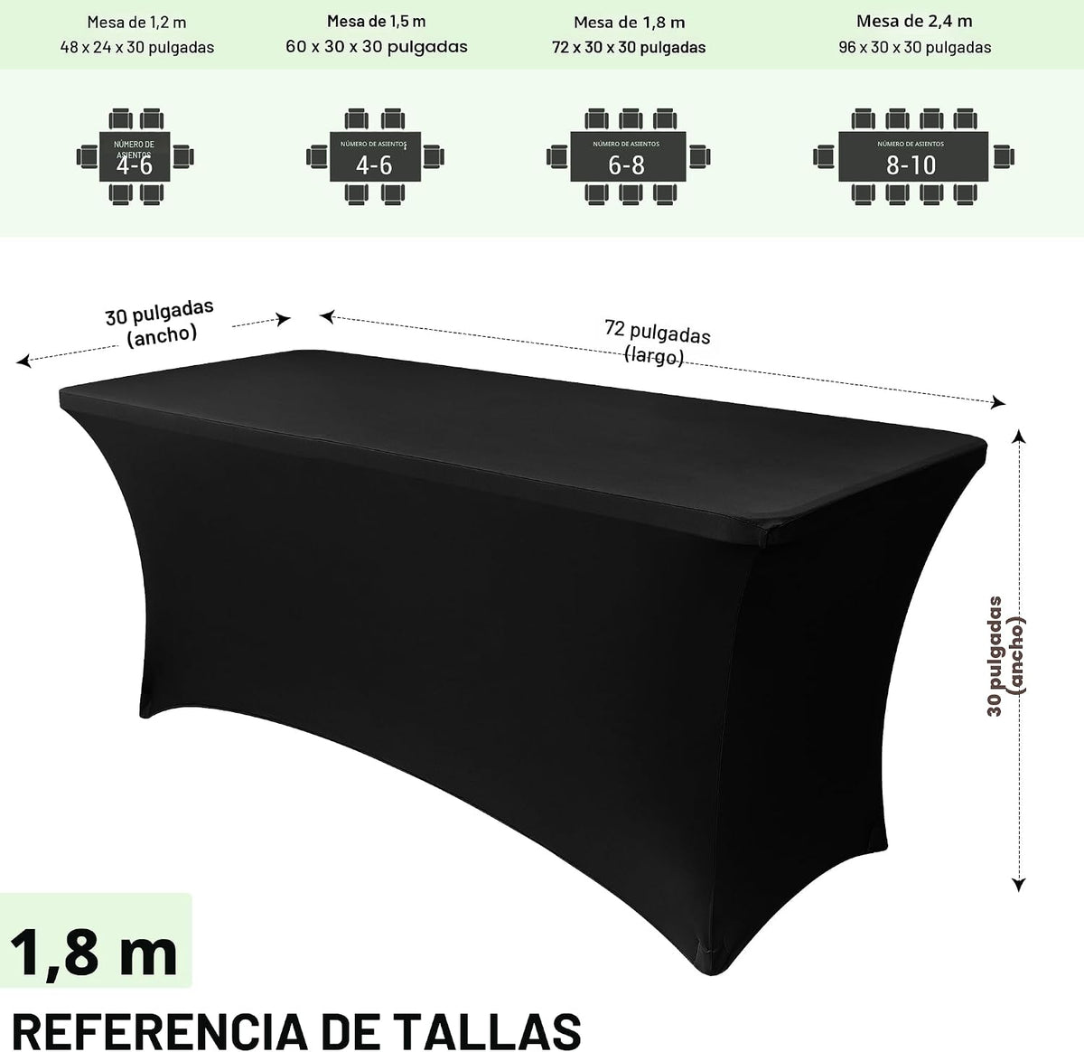 Obstal Paquete de 6 Fundas de Mesa Elásticas de Spandex para Mesas...