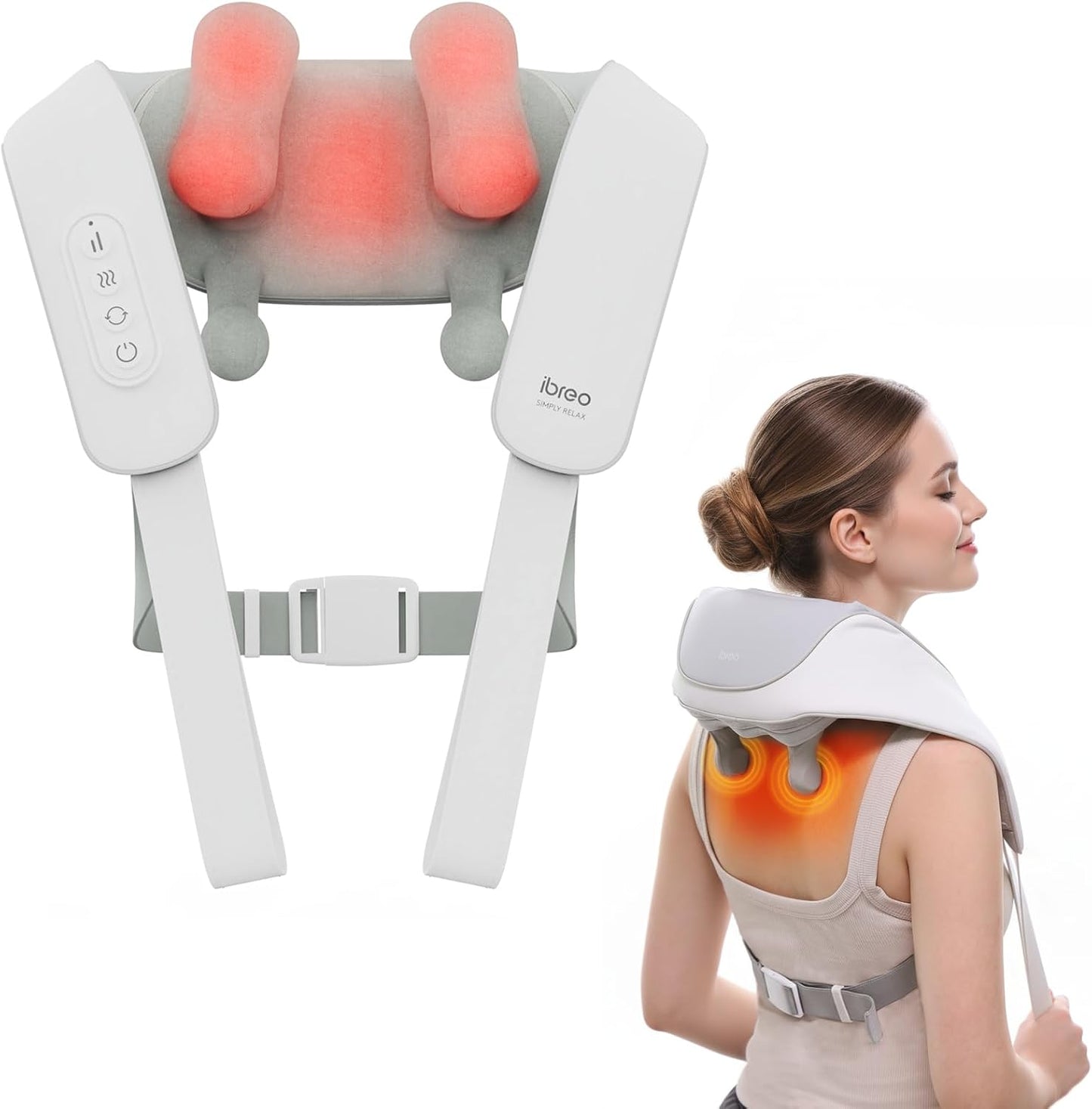 Masajeador Shiatsu Inalámbrico para Cuello y Espalda con Calor, 10...