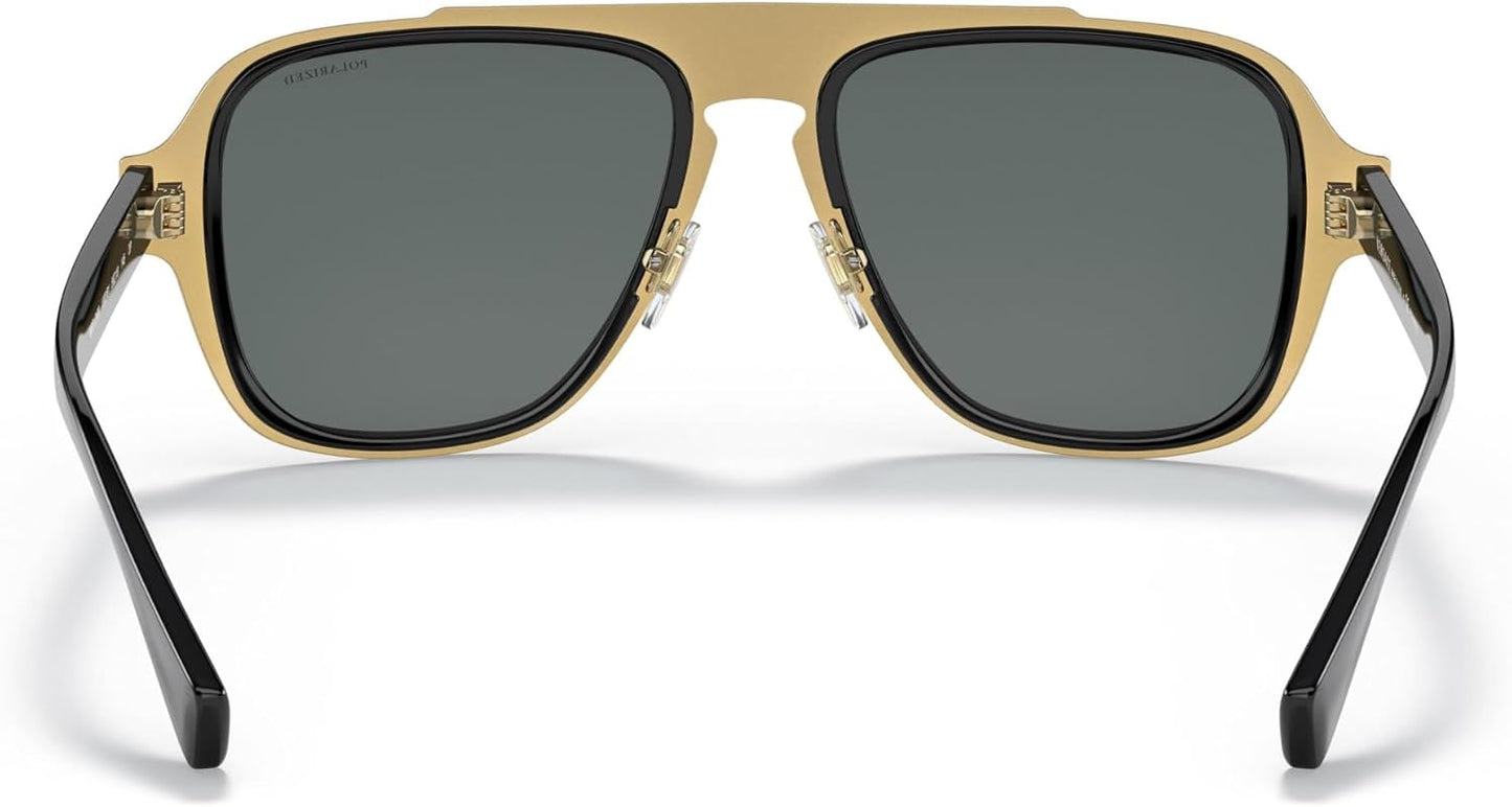 Versace - Gafas de sol para hombre, marco negro, lentes grises oscu...