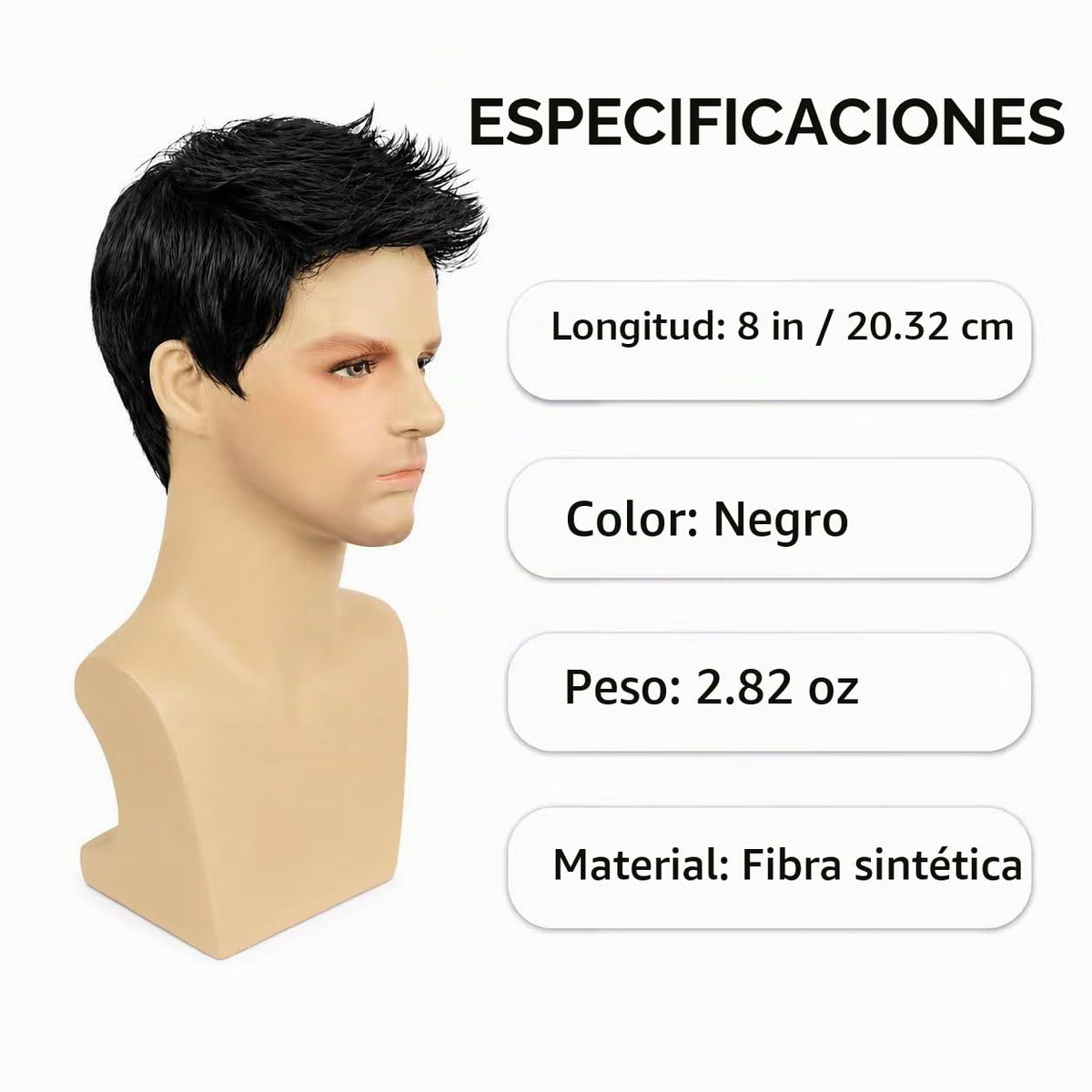 Star Flower Pelucas negras para hombre, peluca sintética de capas c...