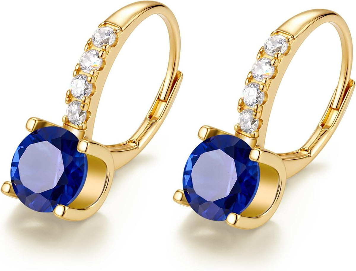 FANCIME Pendientes colgantes de plata de ley chapada en oro de 14 q...