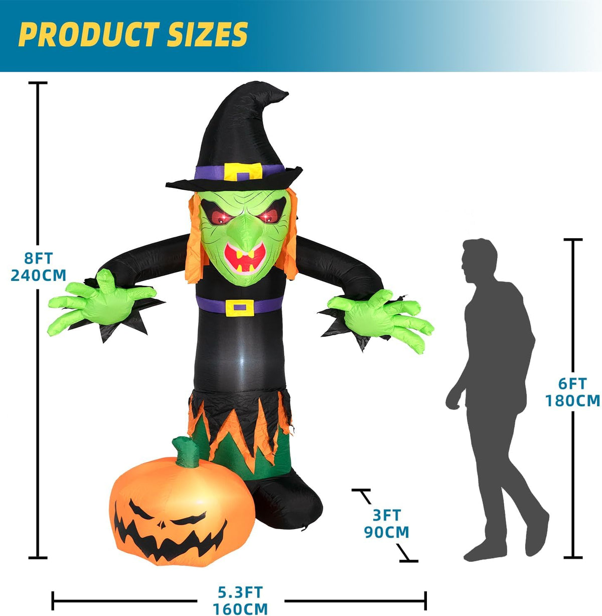 ININ - Decoraciones inflables de Halloween de 8 pies para exterior...