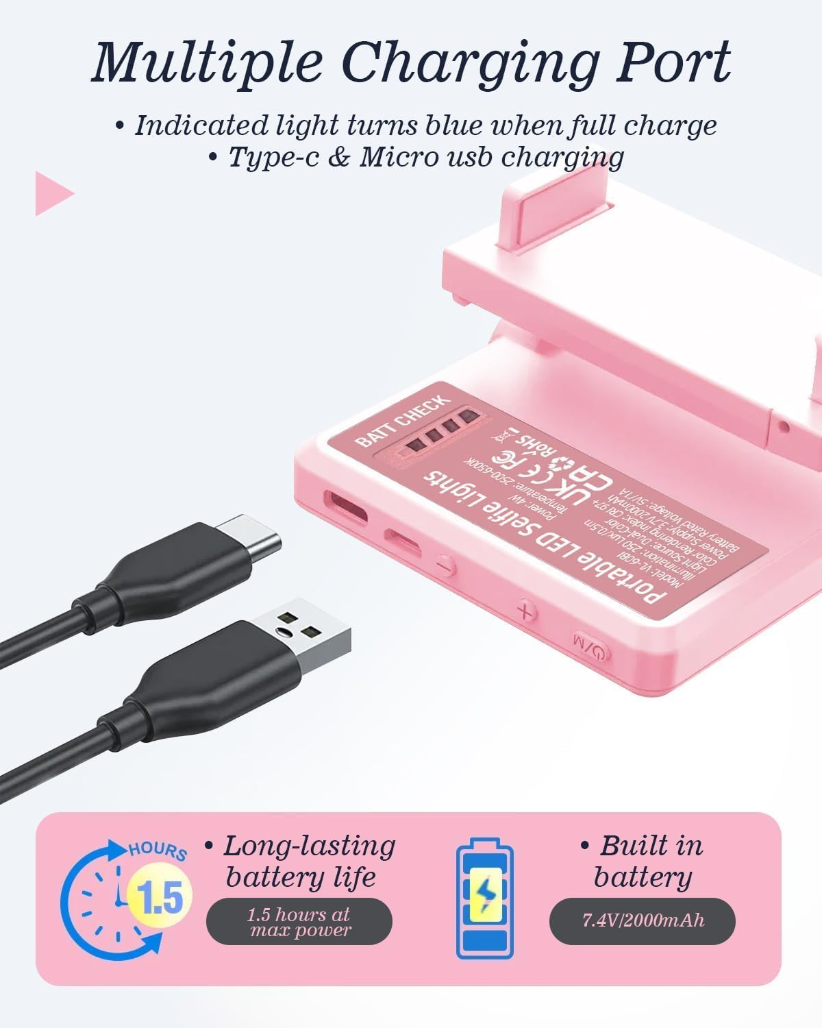 60 LED Luz Portátil para Selfie Iluminación de Videoconferencia con...