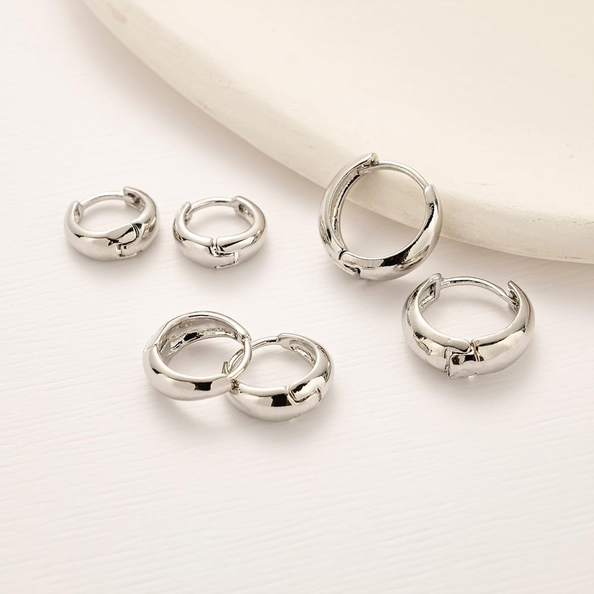 Juego de 3 pares de aretes de aro de oro para mujer, joyería de mod...