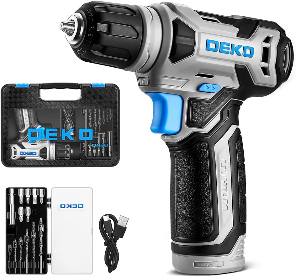 DEKOPRO Juego de taladro inalámbrico de 8 V, taladro eléctrico con...