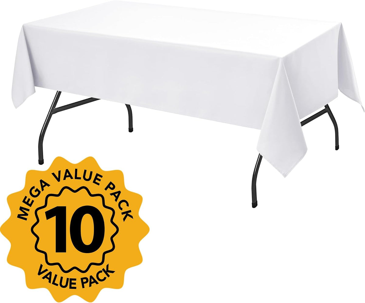 Dailyset Paquete de 10 manteles blancos para mesas rectangulares, 6...