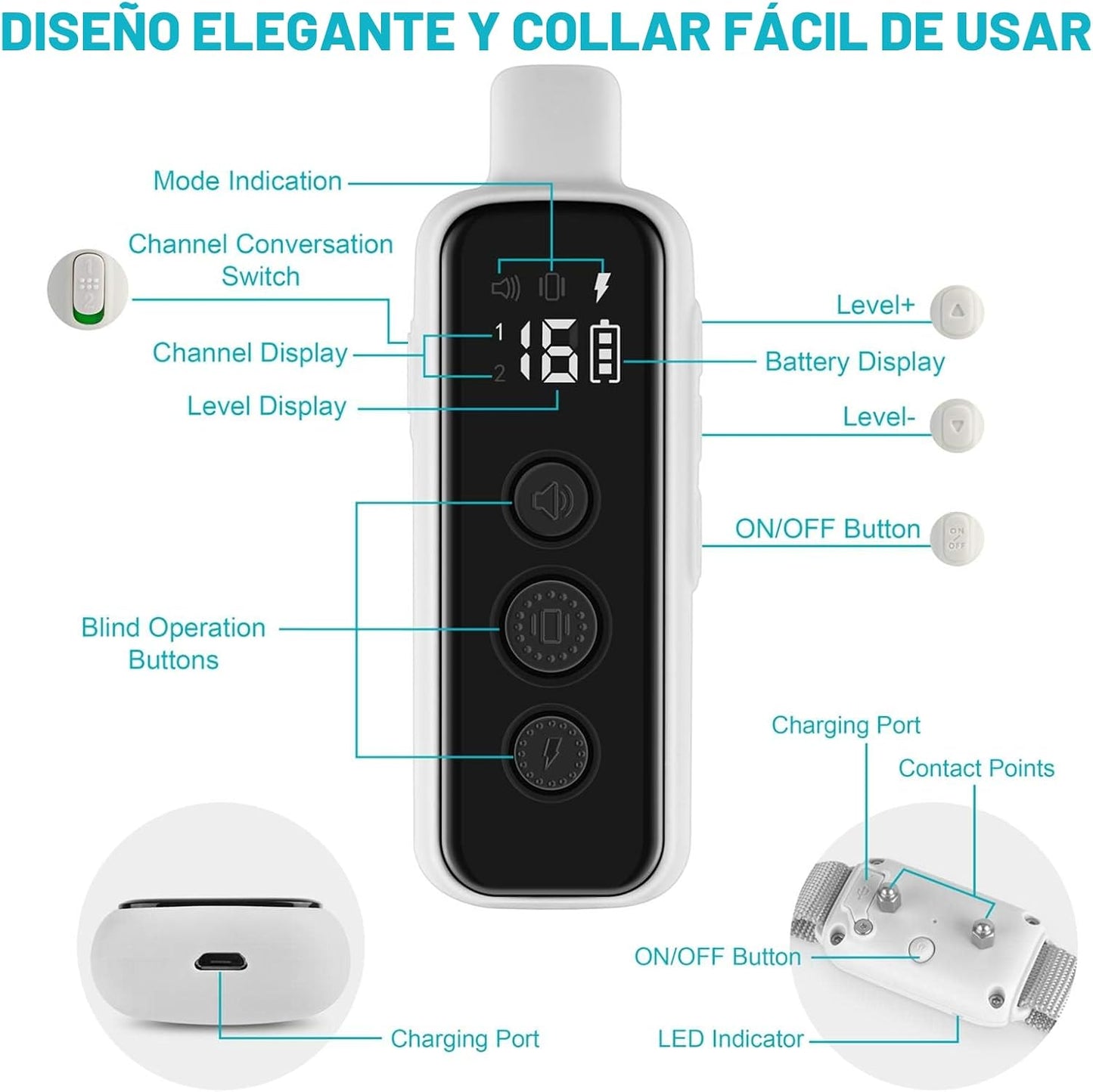 Bousnic Collar de choque para perros 2 perros, (8-120 libras), coll...