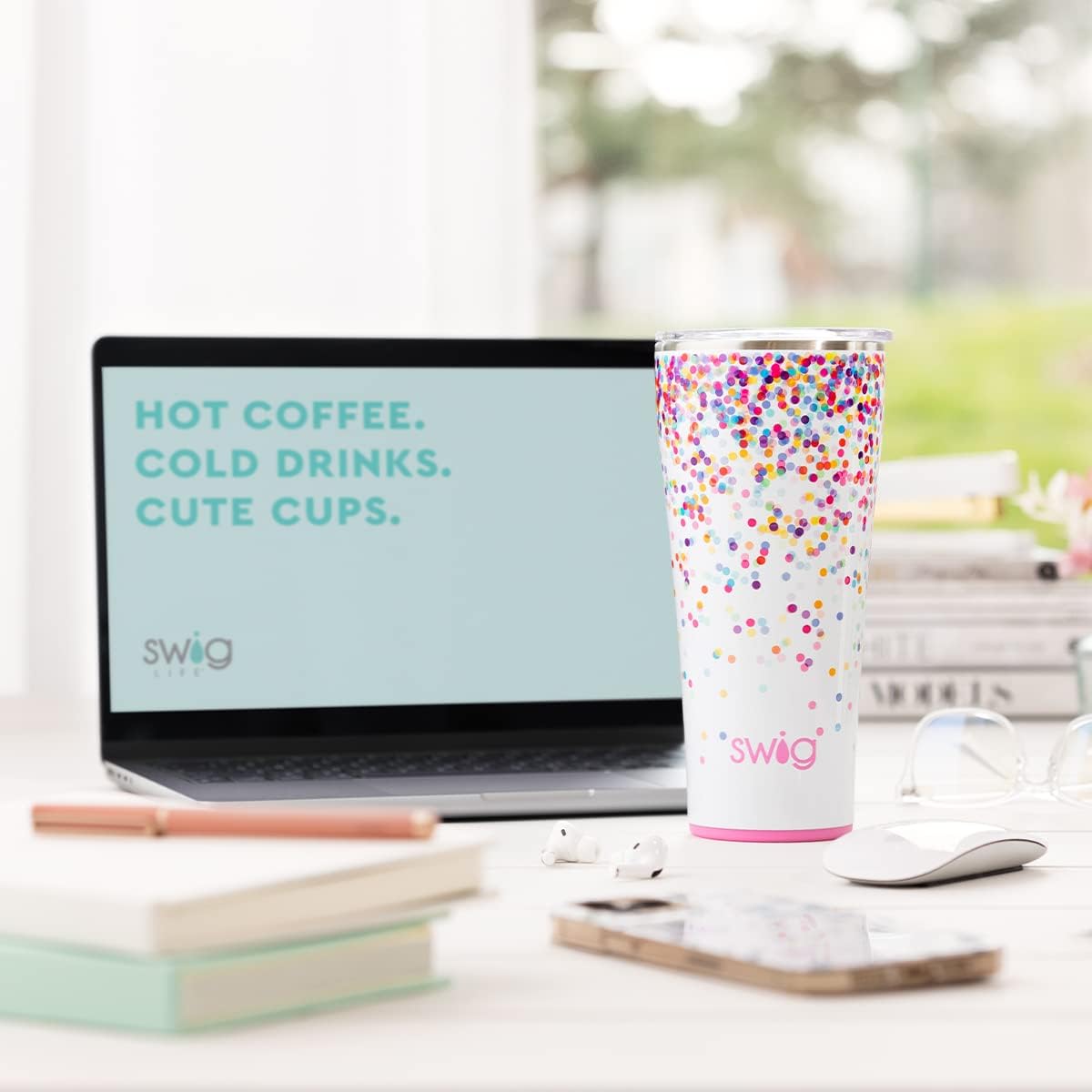 Swig Life Full Bloom Mega Set | Taza de viaje de 40 onzas con asa y...