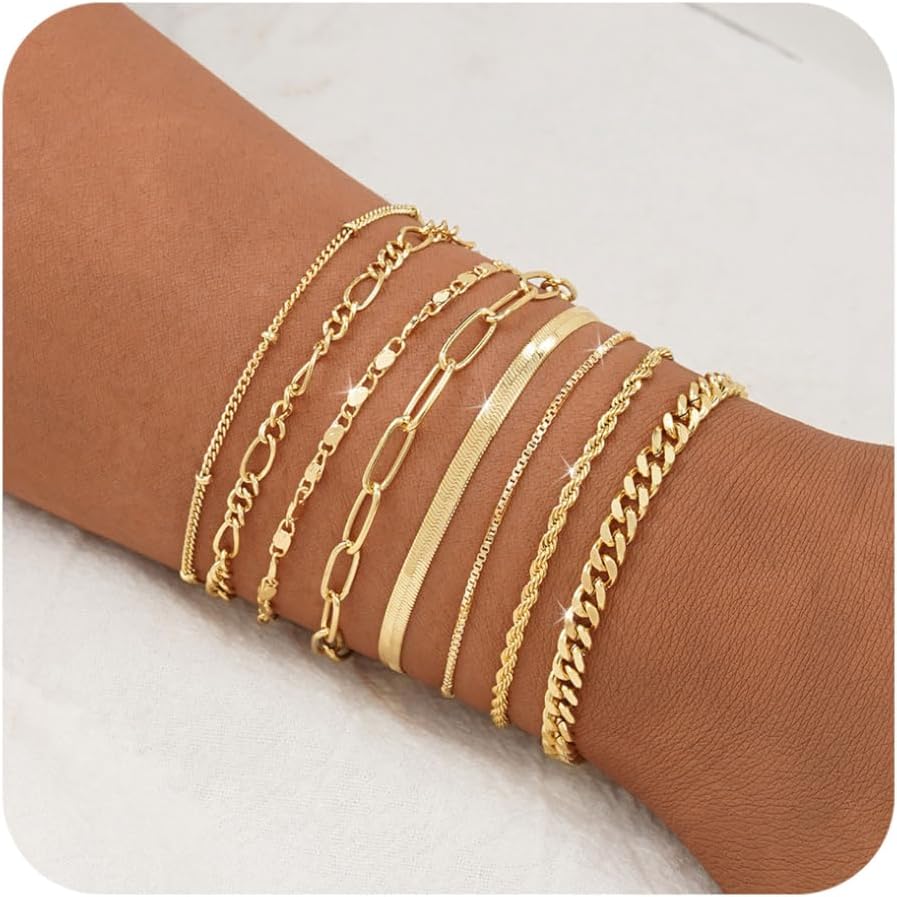 BERISO Pulseras de oro para mujer, elegante pulsera ajustable chapa...