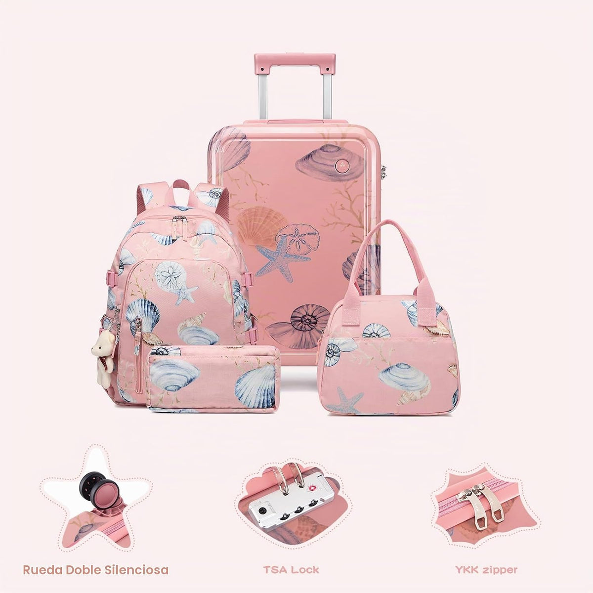 Somago Juego de 4 piezas de equipaje para niños con mochila para ni...